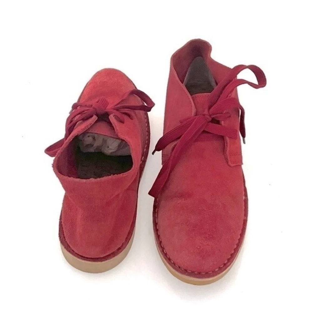SELECTED Portugal Unisex Suede Leather Lace-Up Ankle Boots Red Size 40